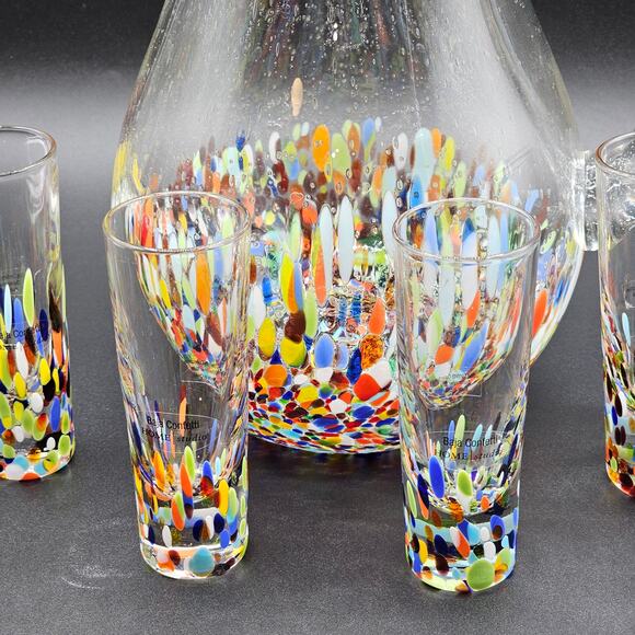 Home Studio Baja Confetti Bubble Glass Pitcher Set with 4 Shot Glasses - NEW! - Picture 6 of 8